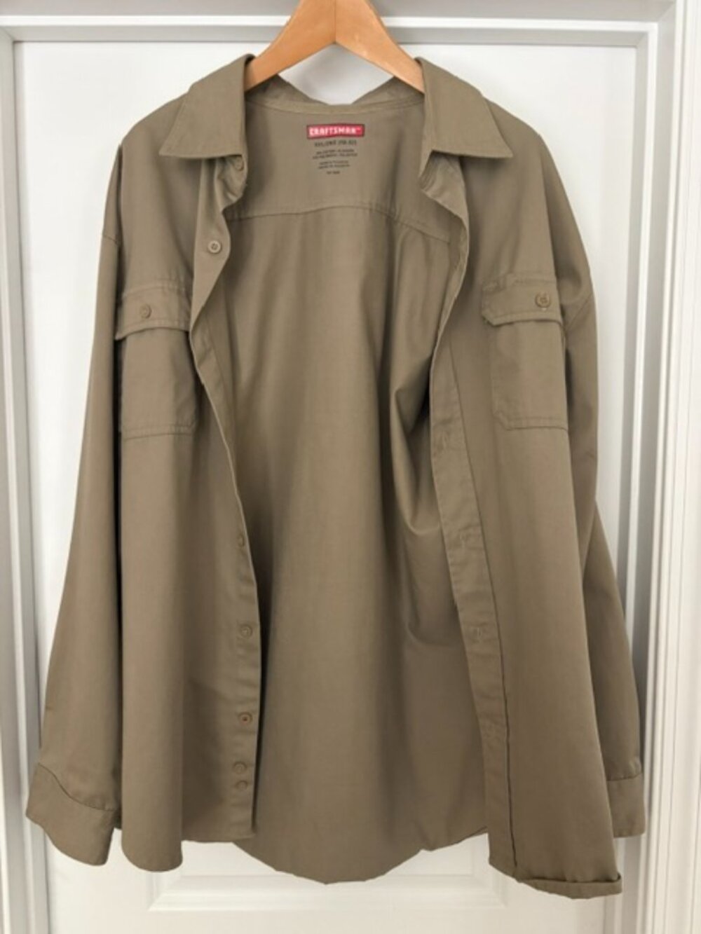 Men's work shirt 2XL Long sleave Tan made by Craftsman in excellent condition